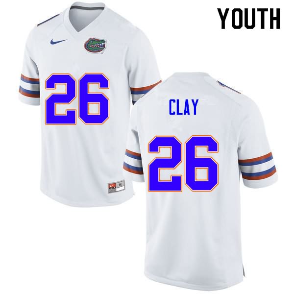 Youth NCAA Florida Gators Robert Clay #26 Stitched Authentic Nike White College Football Jersey QAE7065QB